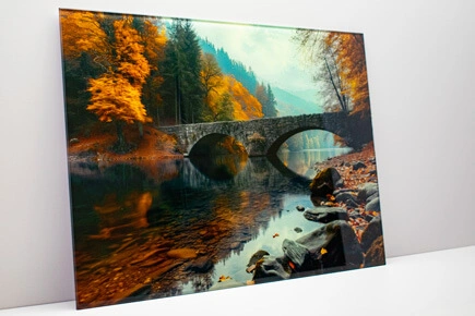 Фотопечать осеннего пейзажа на стекле
